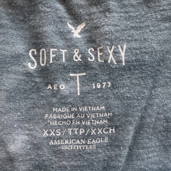 Grey and Blue American Eagle Soft Tee, Women's XXS - Picture 3 of 3